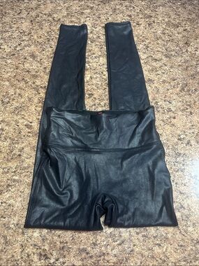 WORN ONCE Black Spanx Faux Leather High-Waist Leggings Small